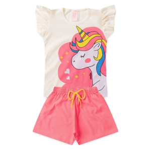 Conjunto Infantil Verão Feminino Unicórnio